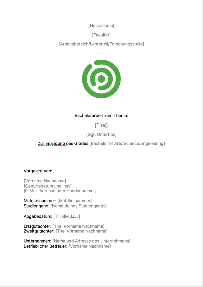 Deckblatt Bachelorarbeit