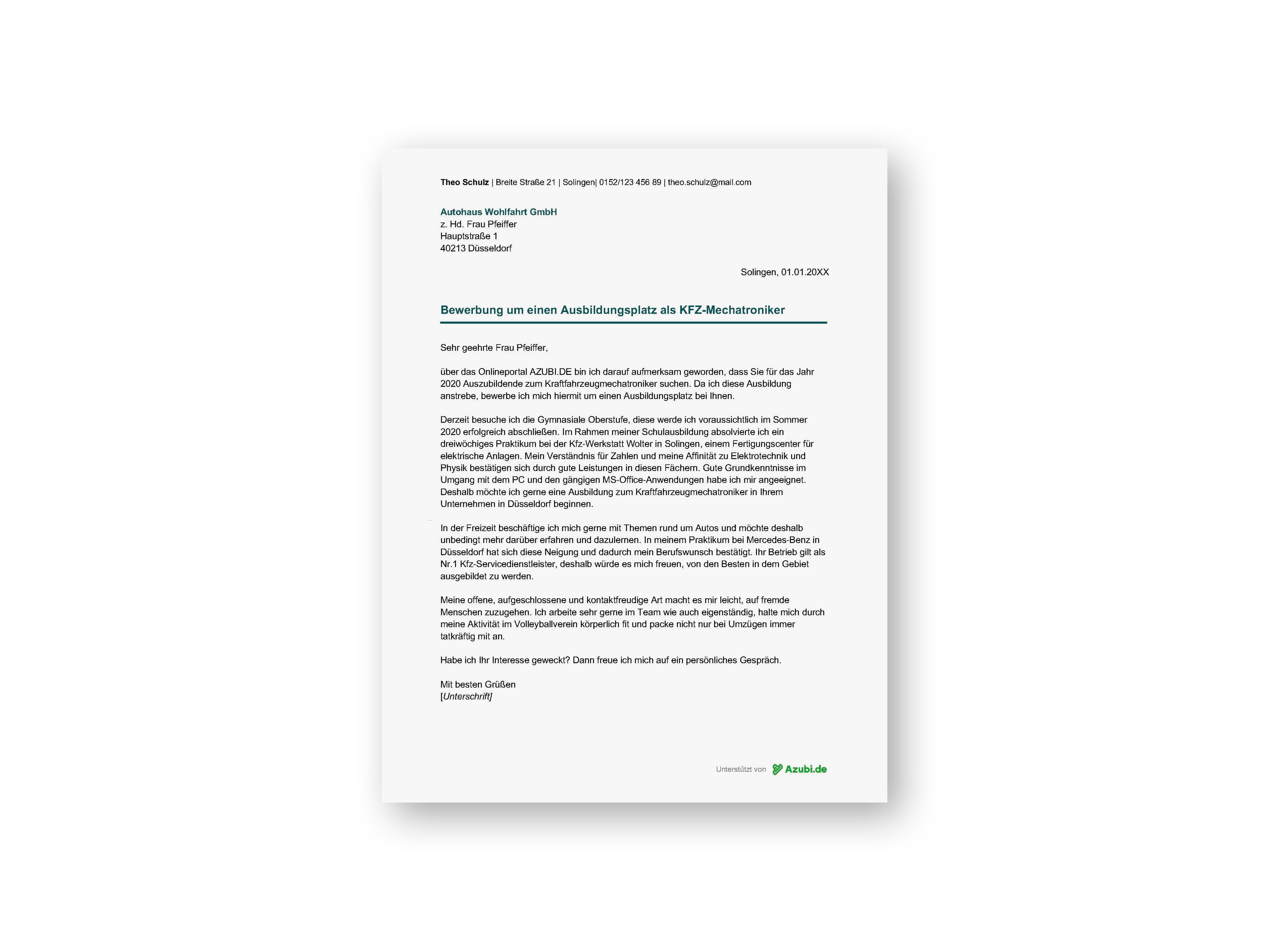 Anschreiben Ausbildung_Klassisch_Azubi